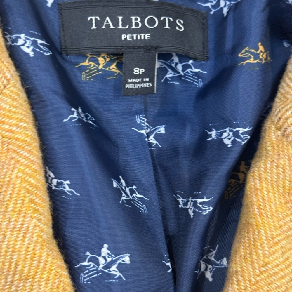 TALBOTS/ SHETLAND WOOL BLAZER - MUSTARD Size 8P - Picture 7 of 13
